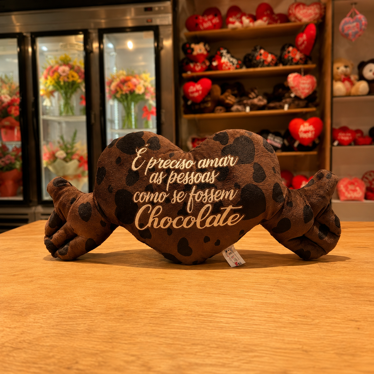 Almofada Coração Com Braços È preciso Amar As Pessoas Como Se Fossem Chocolate