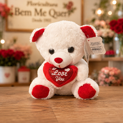 Urso de Pelúcia P  Branco I Love You