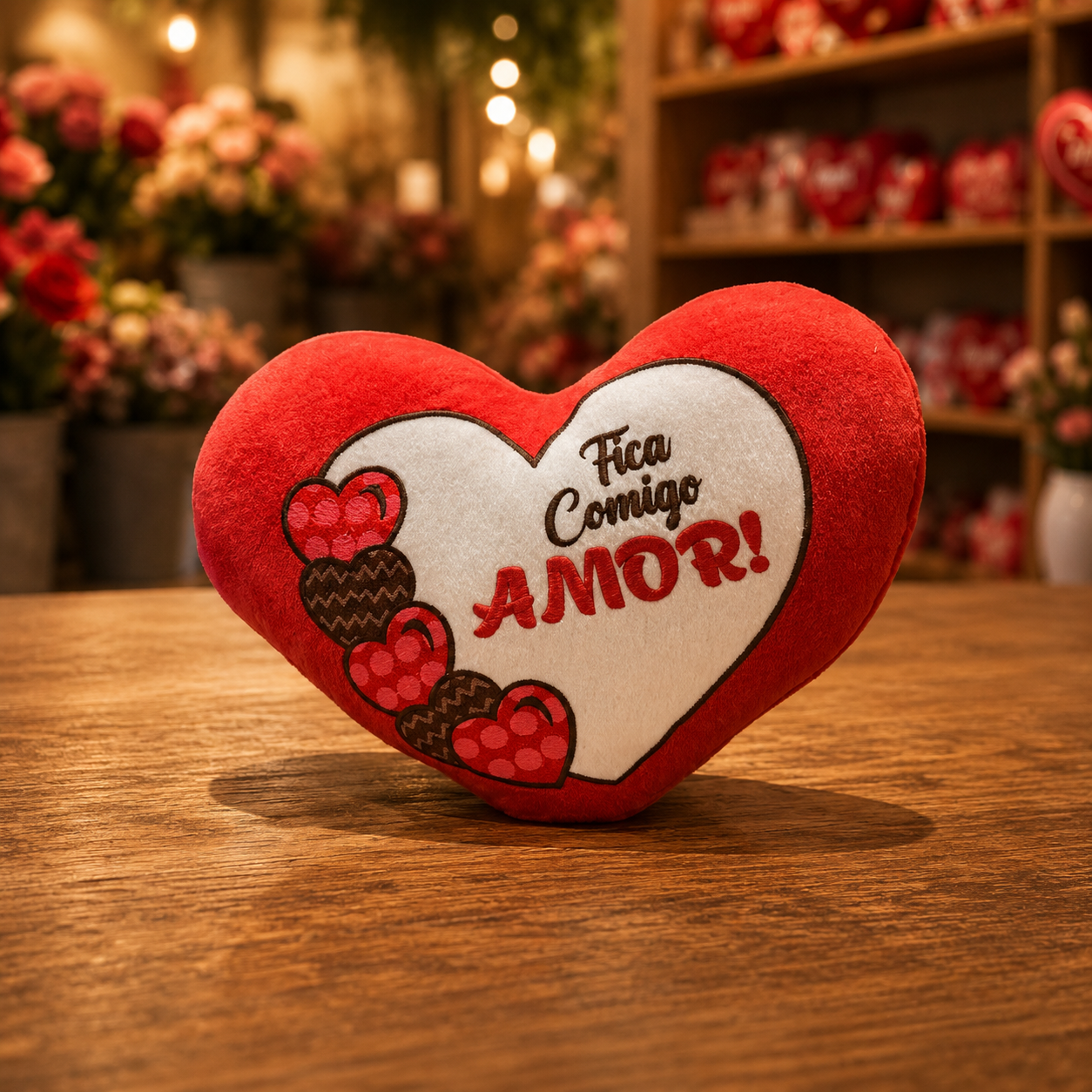 Almofada Coração P Fica Comigo Amor!