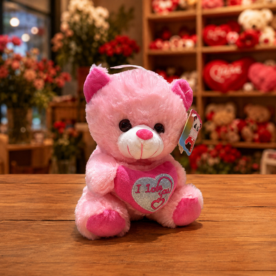 Urso de Pelúcia P Rosa Claro I Love You