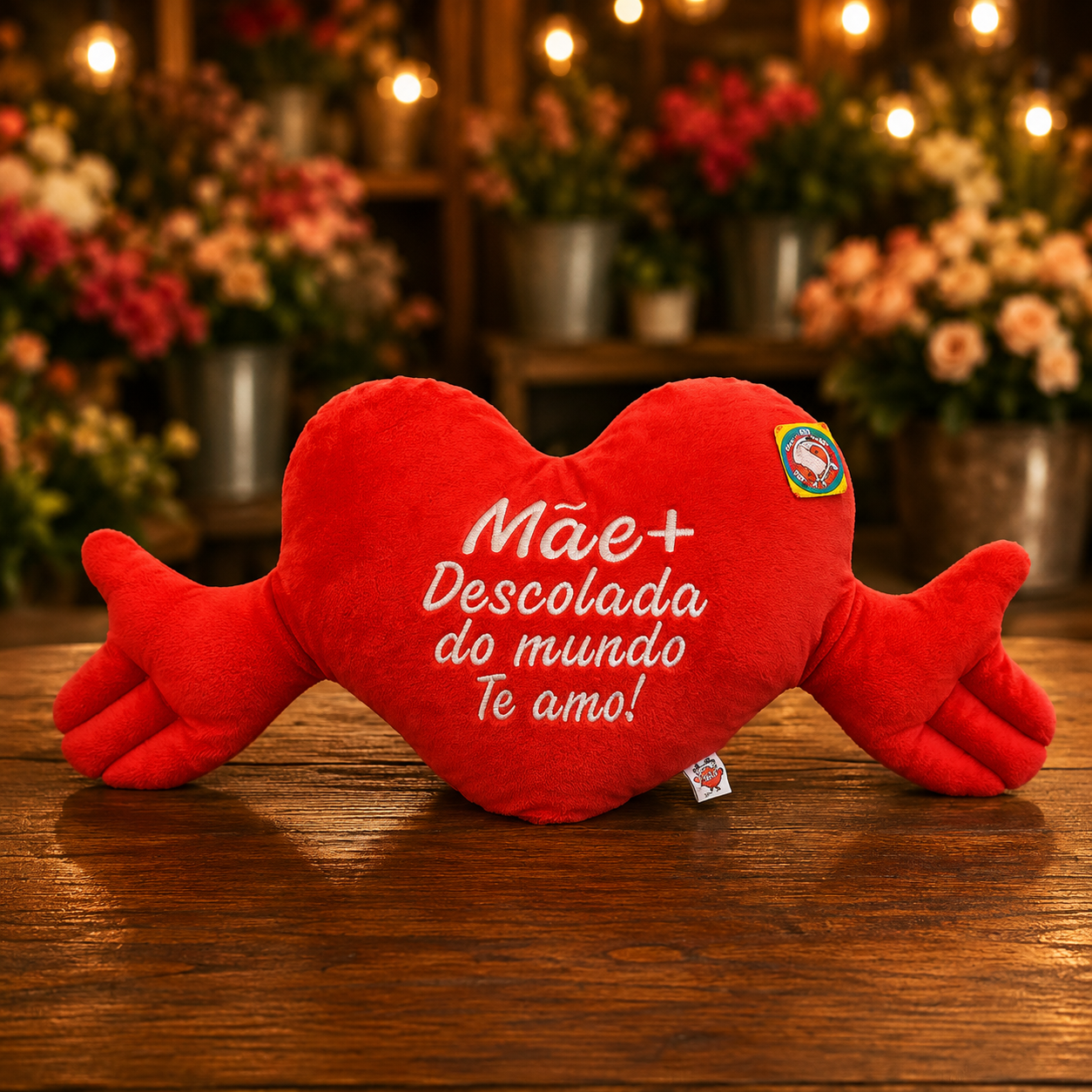 Almofada de Coração Com Mãos mãe Descolada