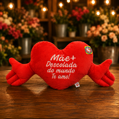 Almofada de Coração Com Mãos mãe Descolada